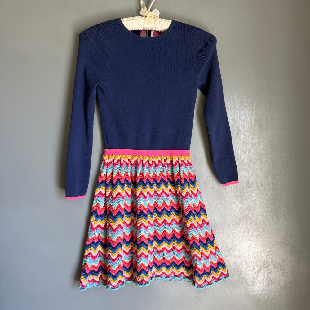 MINI BODEN Girl's 9/10 Colorful Knit Dress Crochet Skirt Cotton Blend Boho Cute